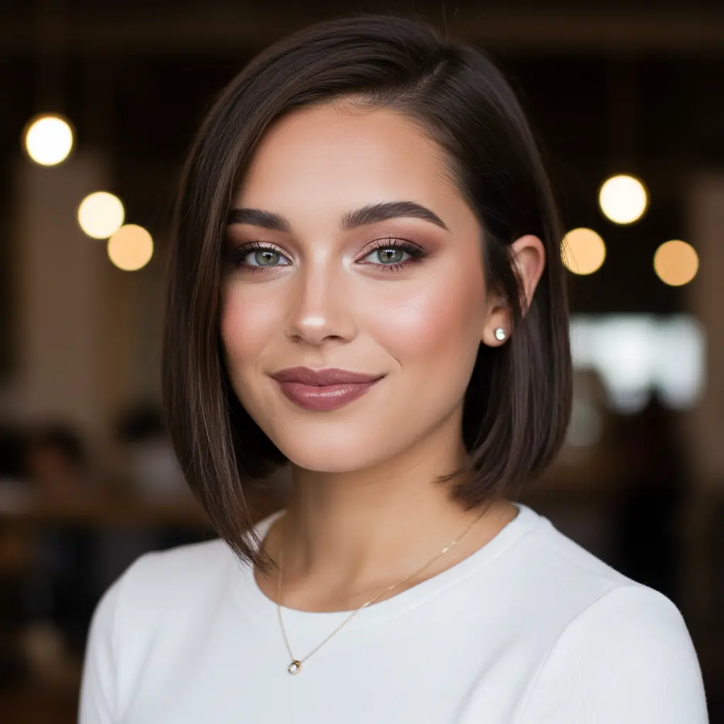 #19 Thin Bob Cut for Chubby Face