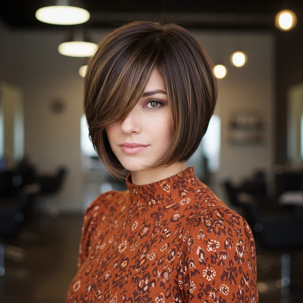 #2 Stacked Bob With Layered Fringe