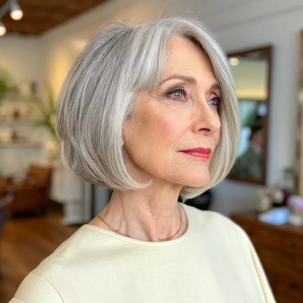 #22 Chin-Length Bob For Women Over 70