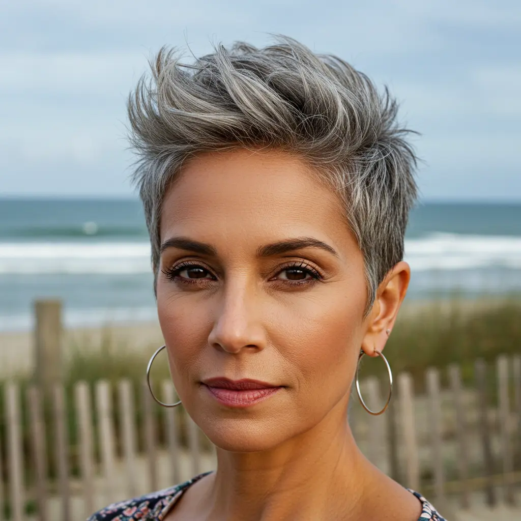 #4 Short Spiky Grey Hair With Defined Edges