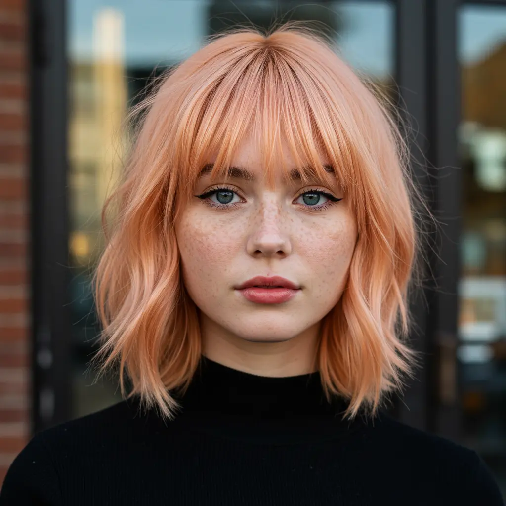 #4 Peach-Toned Lob with Curtain Fringe