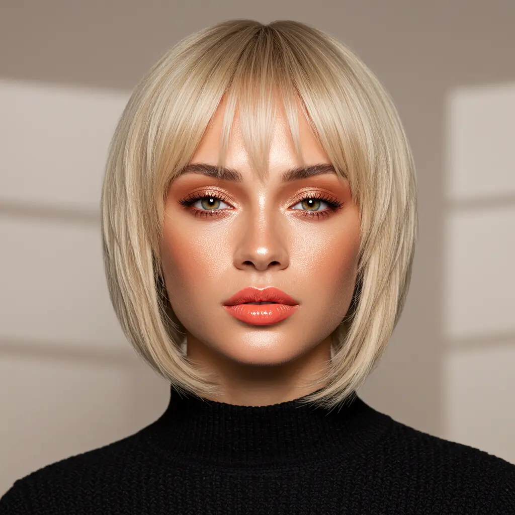 #4 Soft Blonde Bob with Curtain Bangs