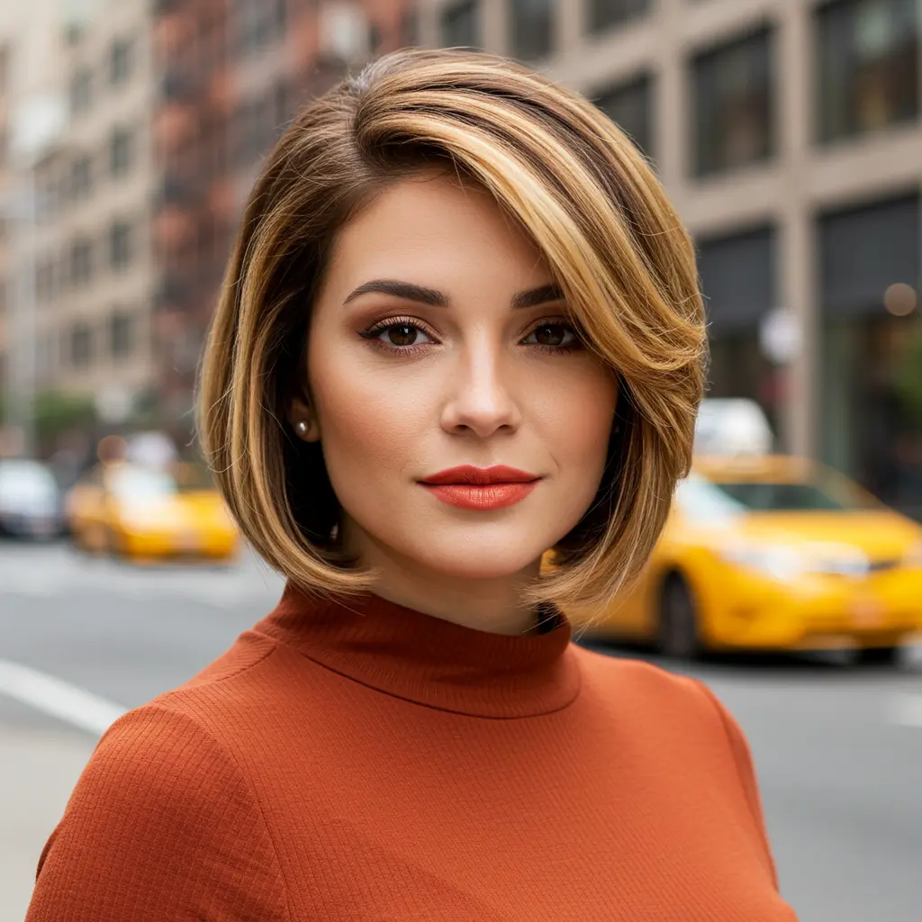 #5 Chin Length Bob with Bold Highlights