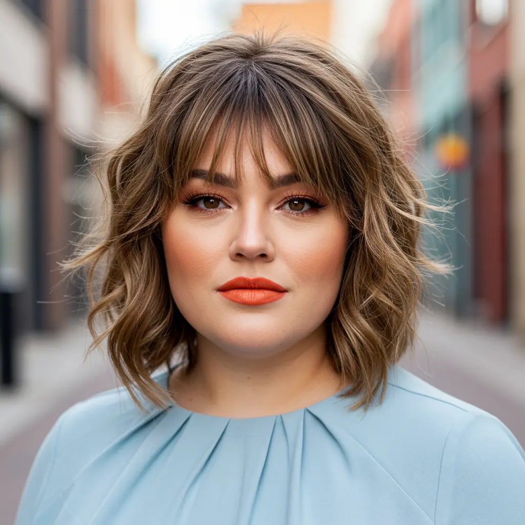 #5 Jaw-Length Shag For Plus Sized Woman