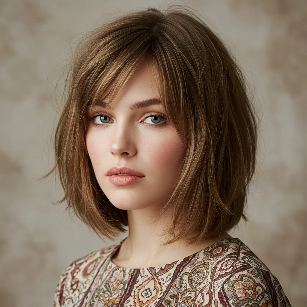#6 Lob with Face-Framing Curtain Bangs