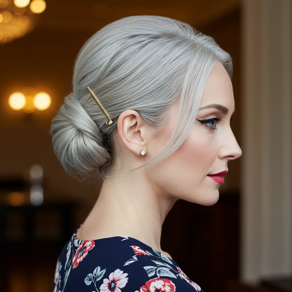 #6 Low Side Twist With Hair Clip Accent