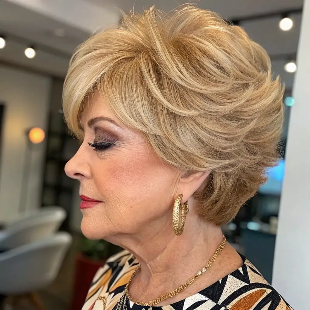 #7 Short Golden Blonde Feathered Layers