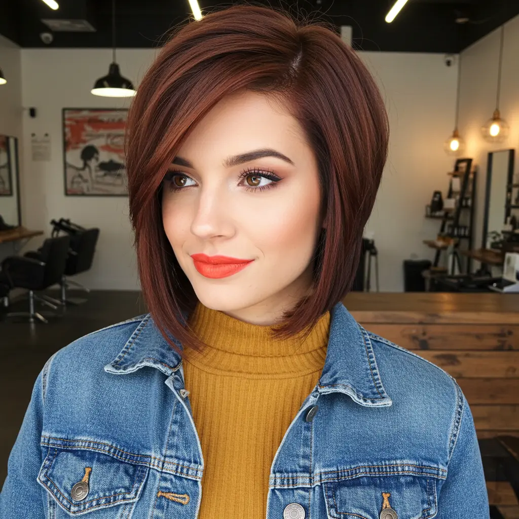 #7 Chin Length Bob with Deep Side Part
