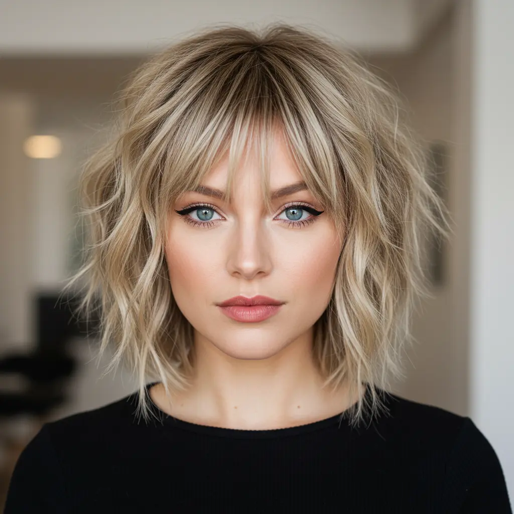 #7 Textured Bob with Fringe