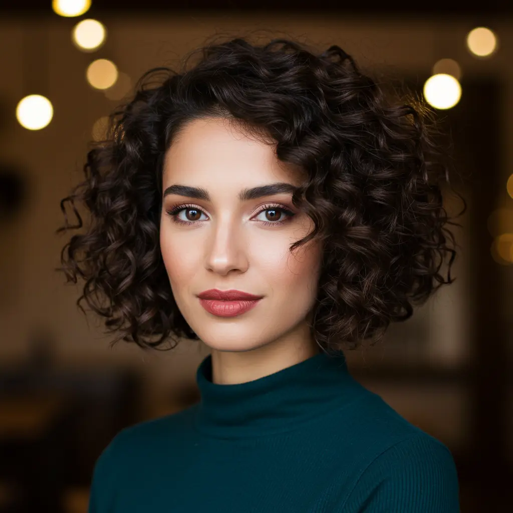 #8 Curly Chin Length Bob with Defined Ringlets