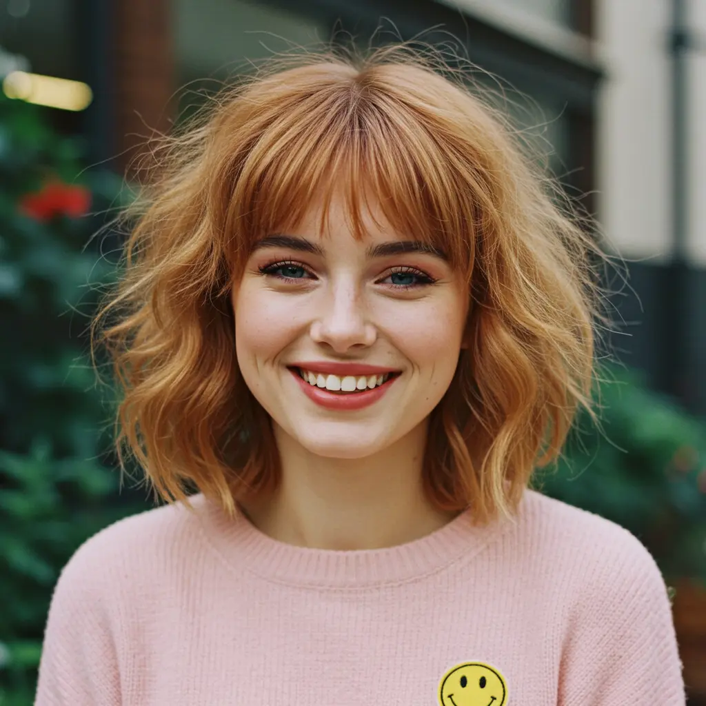 #8 Golden Blonde Bob with Textured Fringe