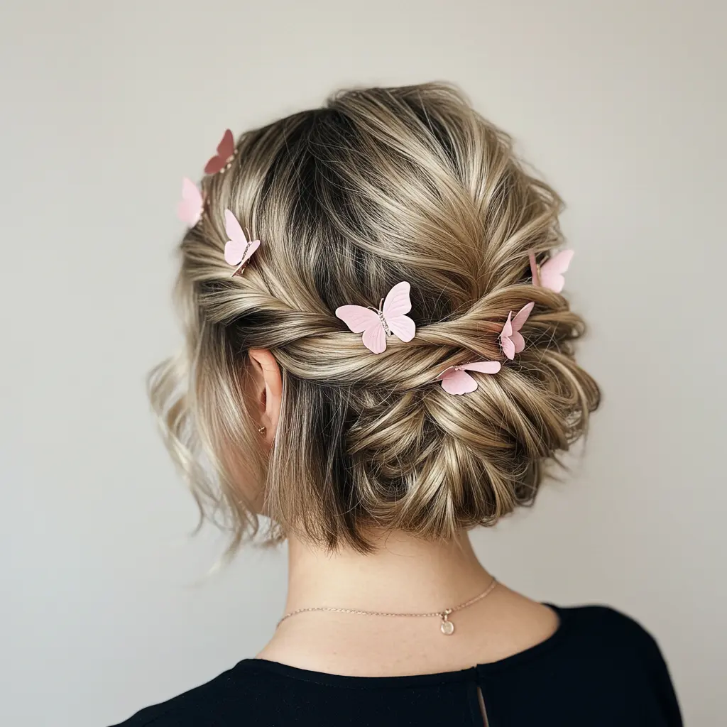 #9 Feathered Updo for a Short Bob