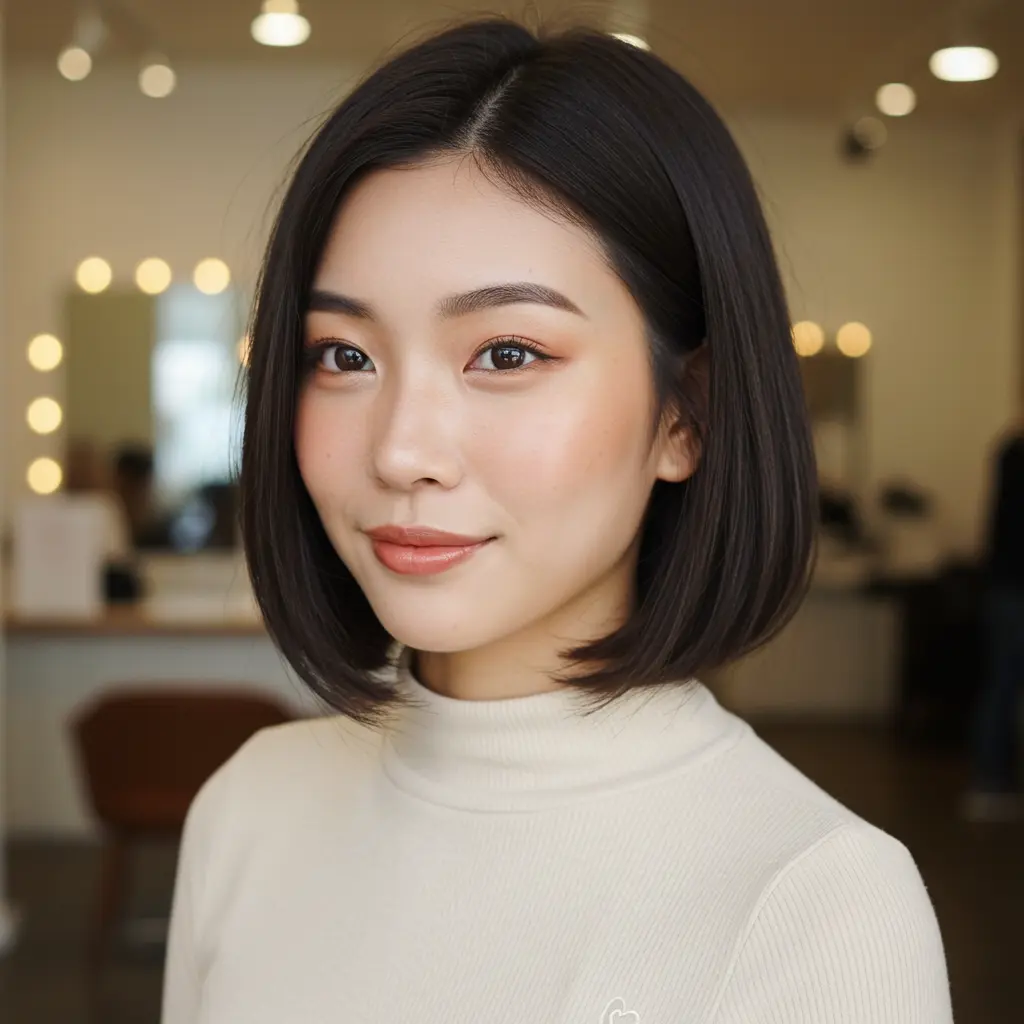 #9 Classic Blunt Bob with Side Part