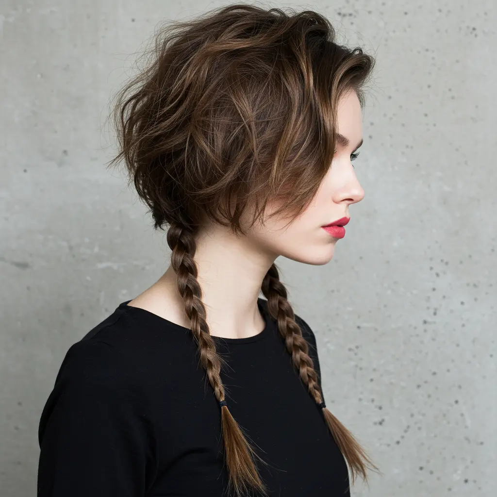 #1 Trendy French Bob with Sleek Braided Rat-Tails
