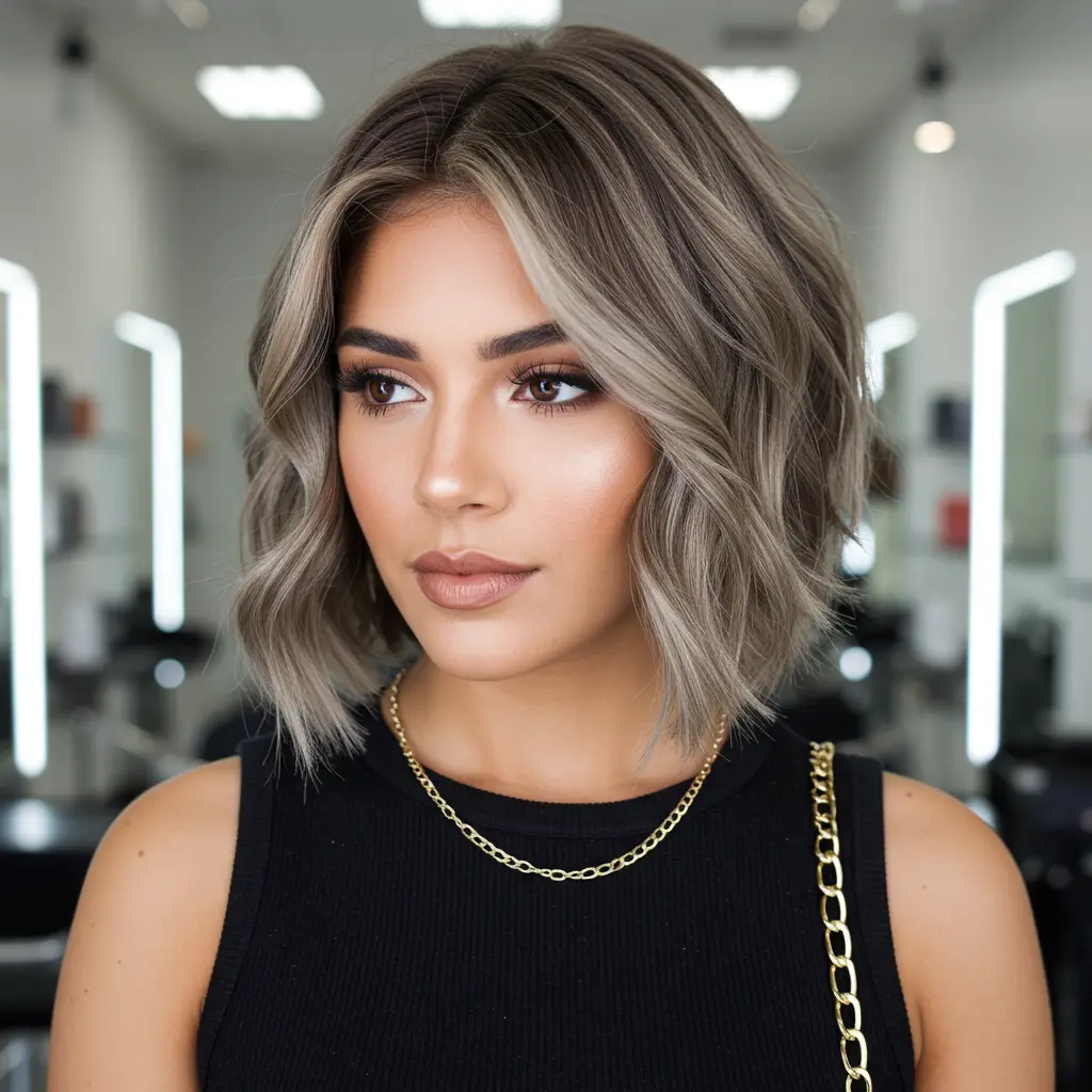#1 Short Ash Brown Wavy Bob