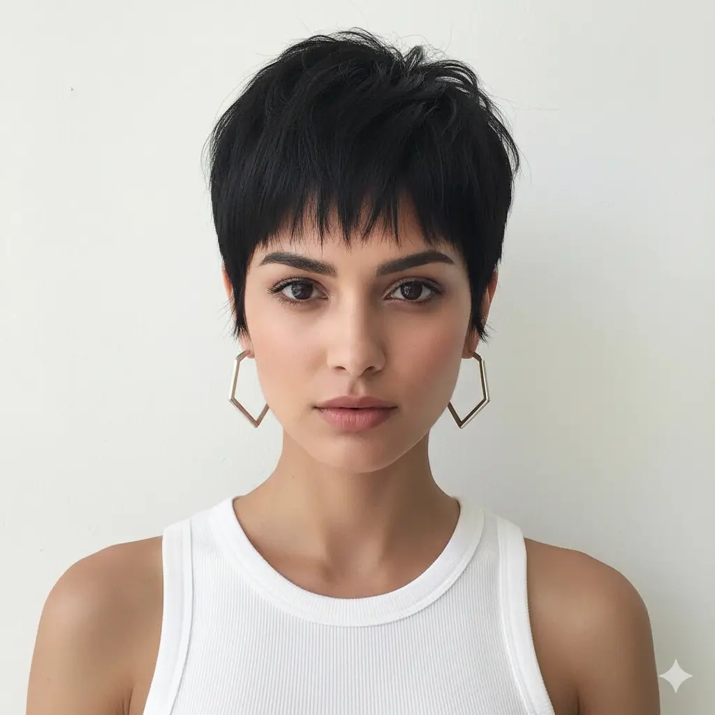 #10 Choppy Pixie Haircut with Straight Bangs