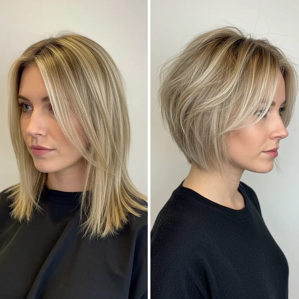 #11 Upper Neck-Length Blonde Balayage Hair