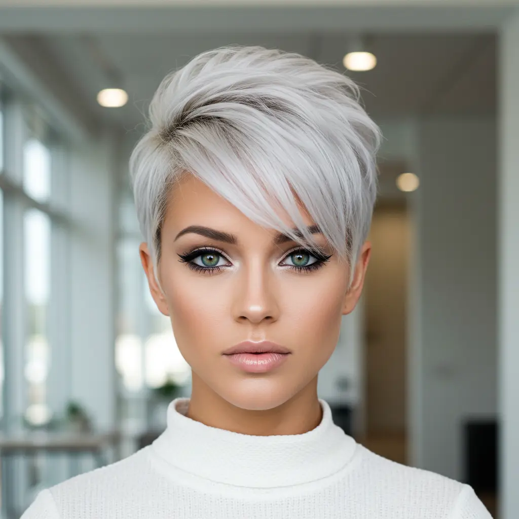 #11 Short Pixie Haircut with Side-Swept Bangs