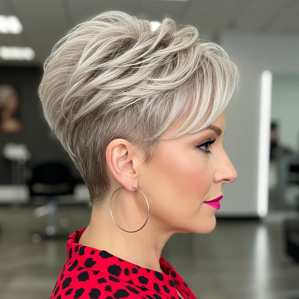 #12 Thin-Haired Wavy Pixie with Shaved Temple