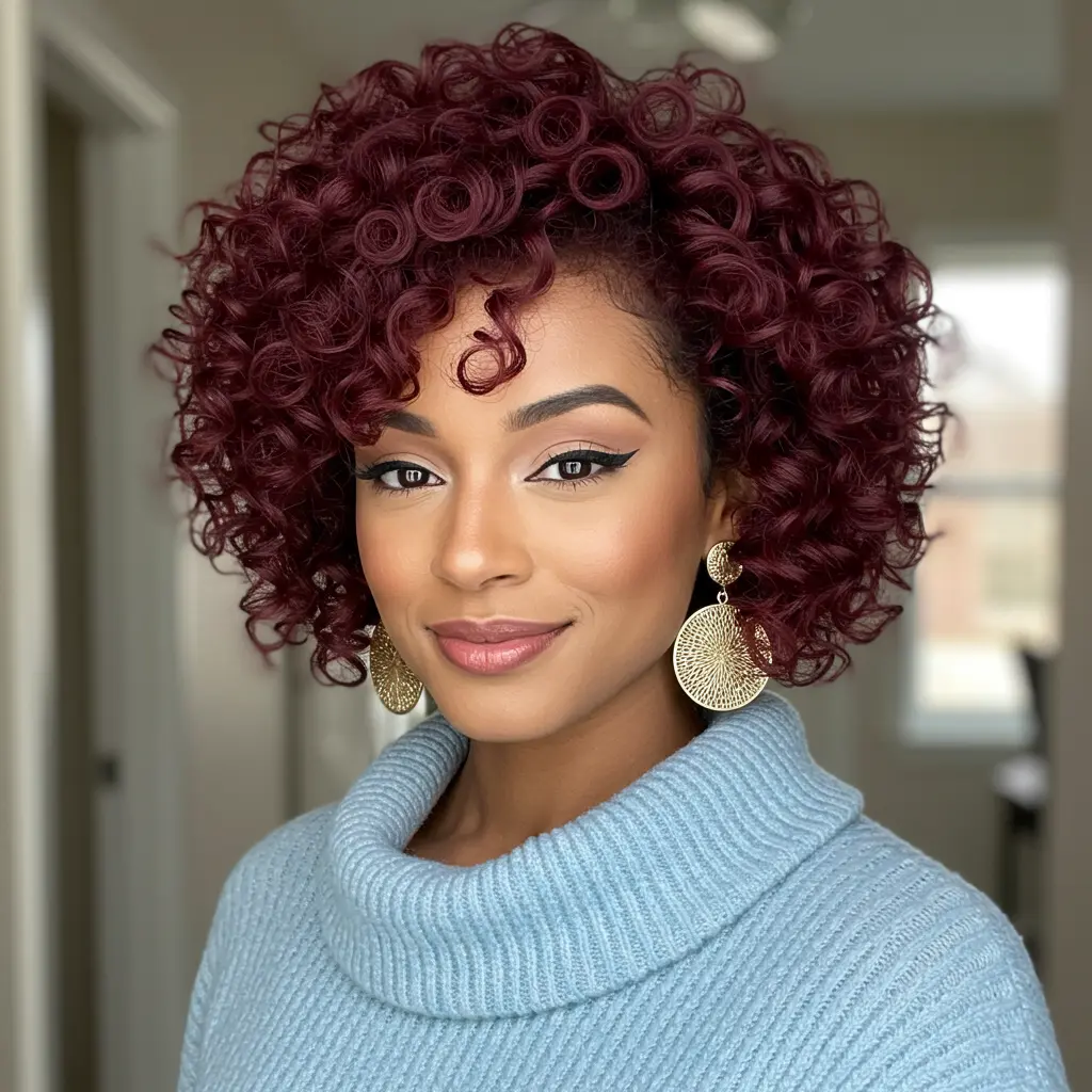 #12 Bright Red Highlights on Layered Bob Weave