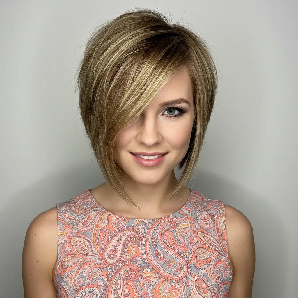 #12 Short Straight Asymmetrical Bob
