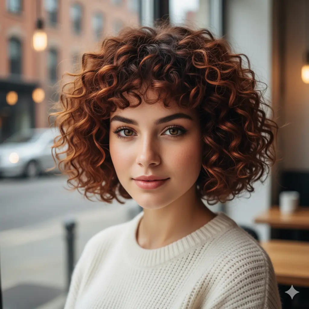 #12 Auburn Highlights for Curly Hair