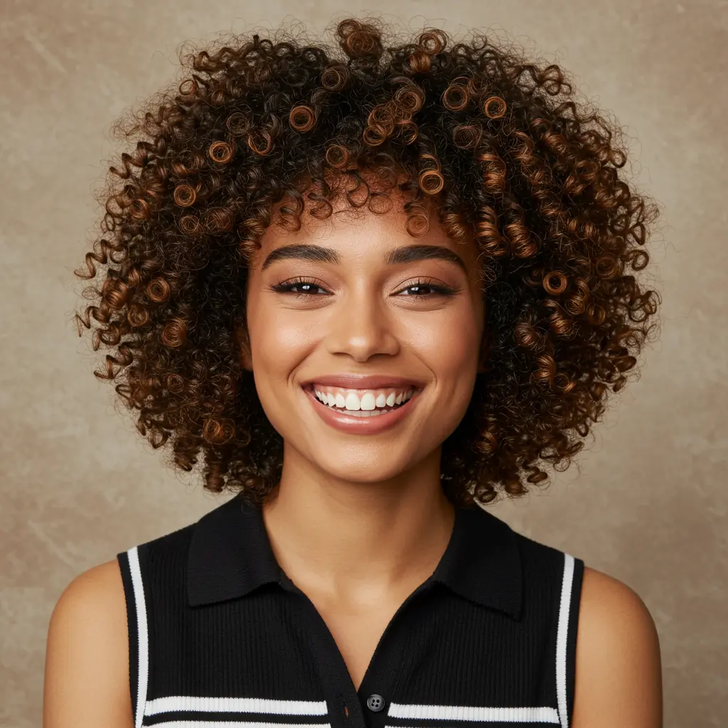 #14 Graduated Short Curly Hair and Curly Bangs