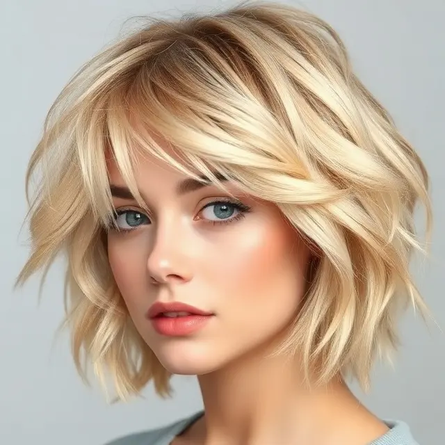 #15 Textured Cut with Bangs to One Side