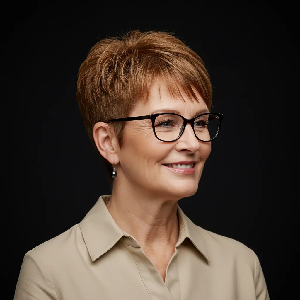 #16 Razor Cut Pixie with Micro Bangs for Older Women