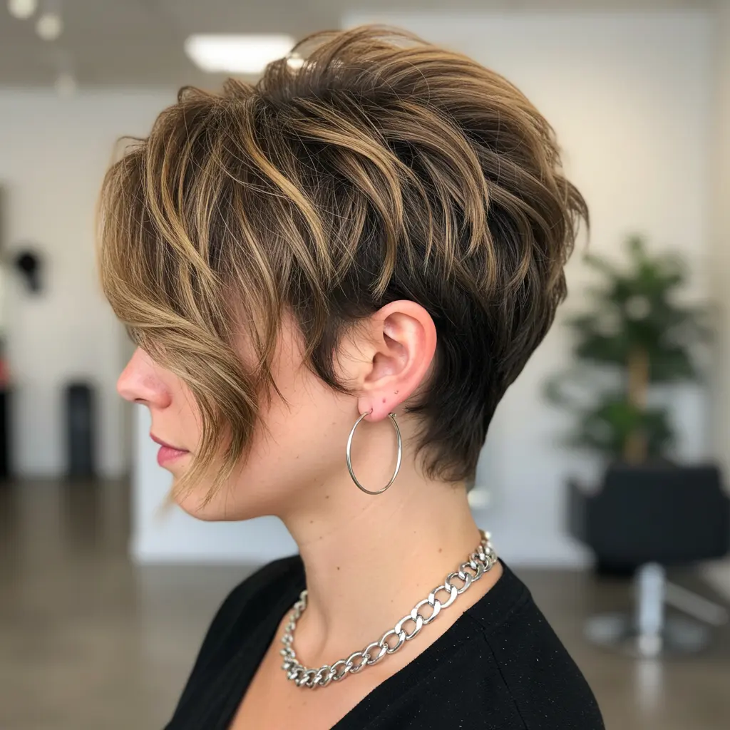 #16 Short Brunette Layered Pixie Bob