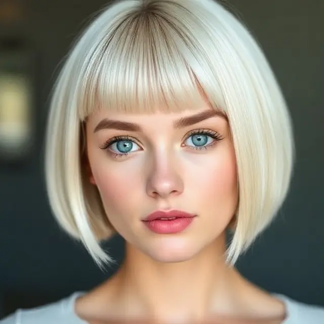 #16 Short Blunt Bob with See-Through Bangs