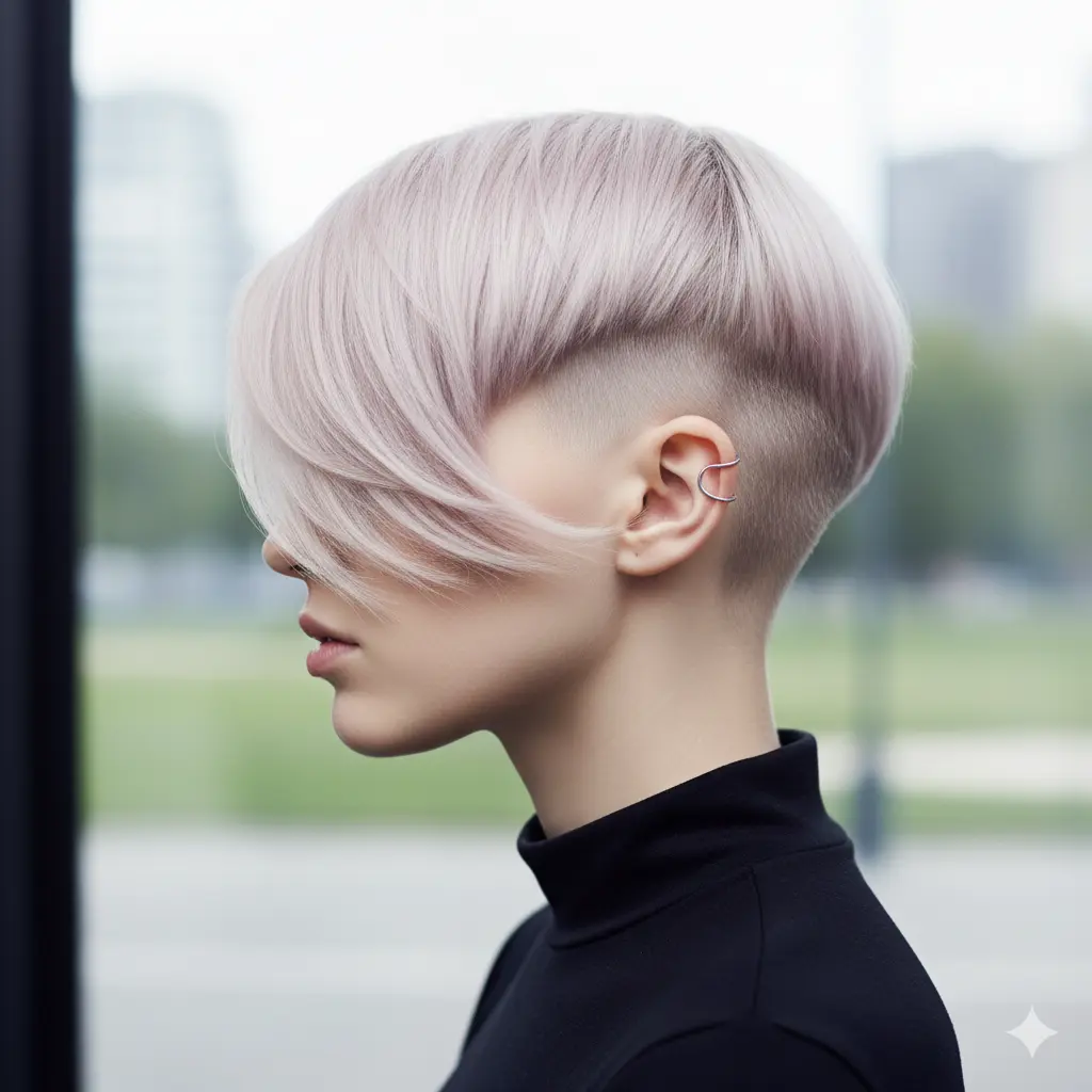 #16 Short Hair with an Undercut and Swooping Bangs