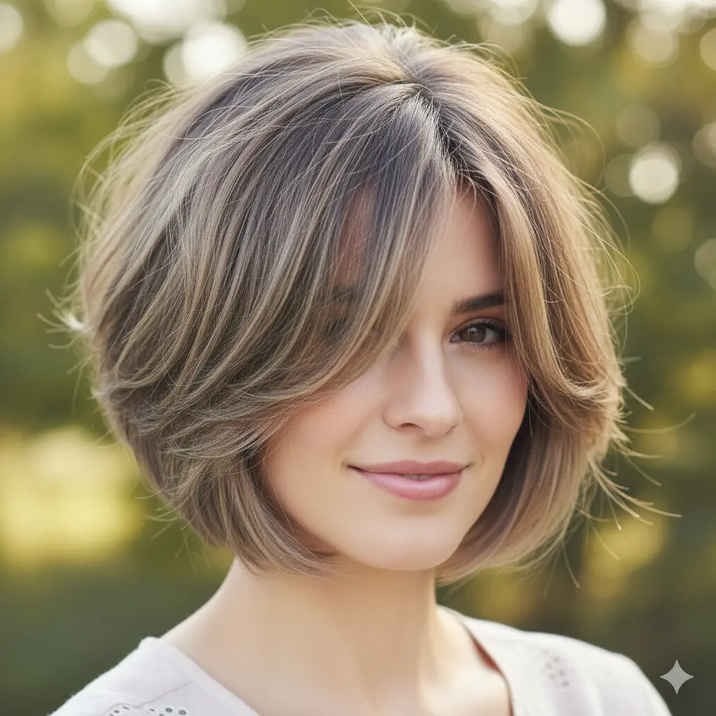 #17 Very Short Bob with Side Bangs and Layers