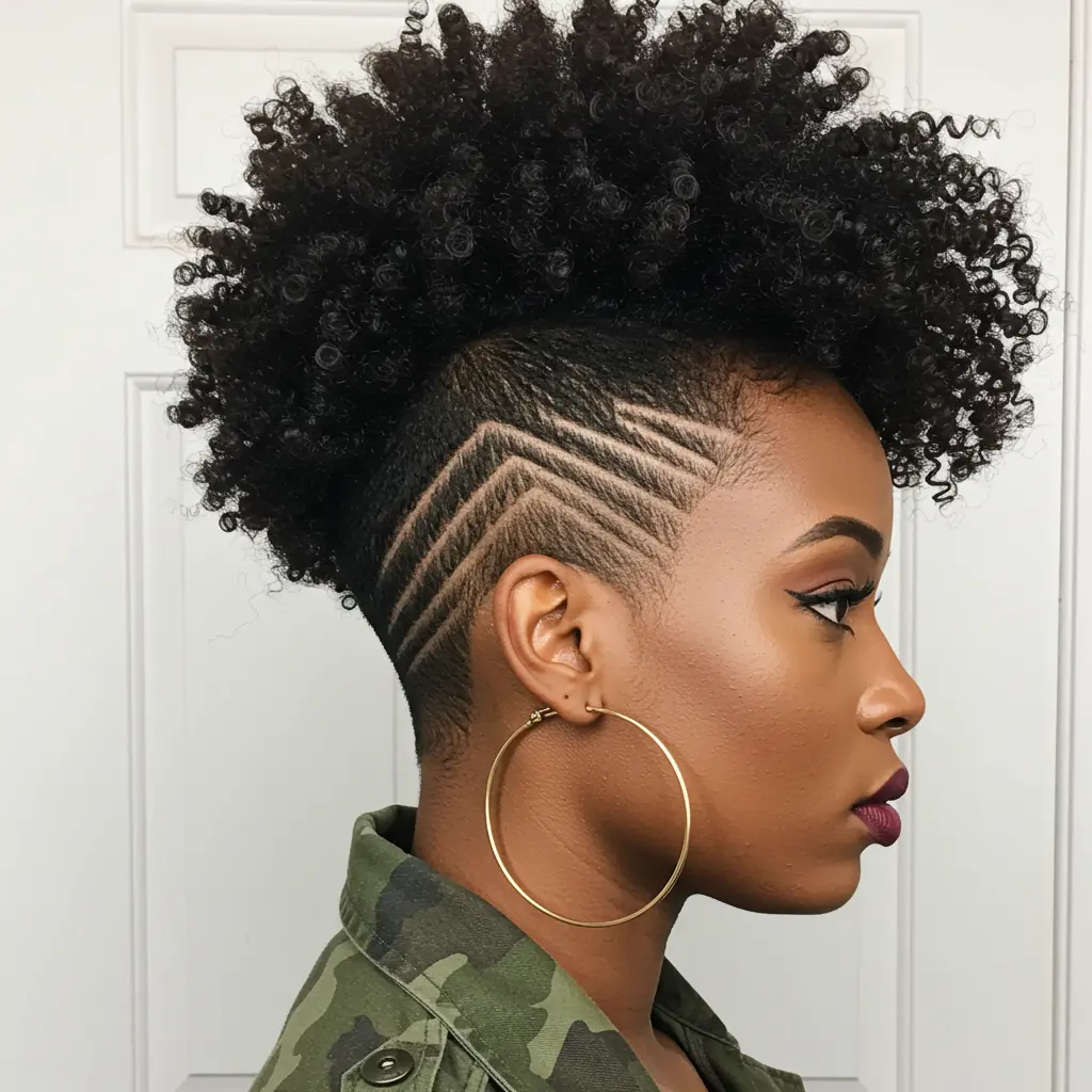 #18 Afro Mohawk with Designs