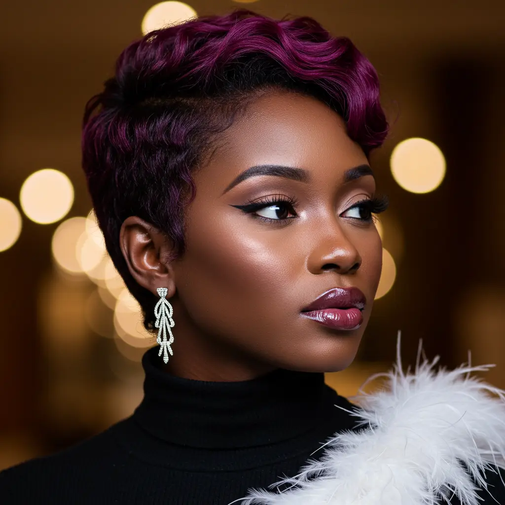 #2 Vivid Purple Balayage Feathered Hair