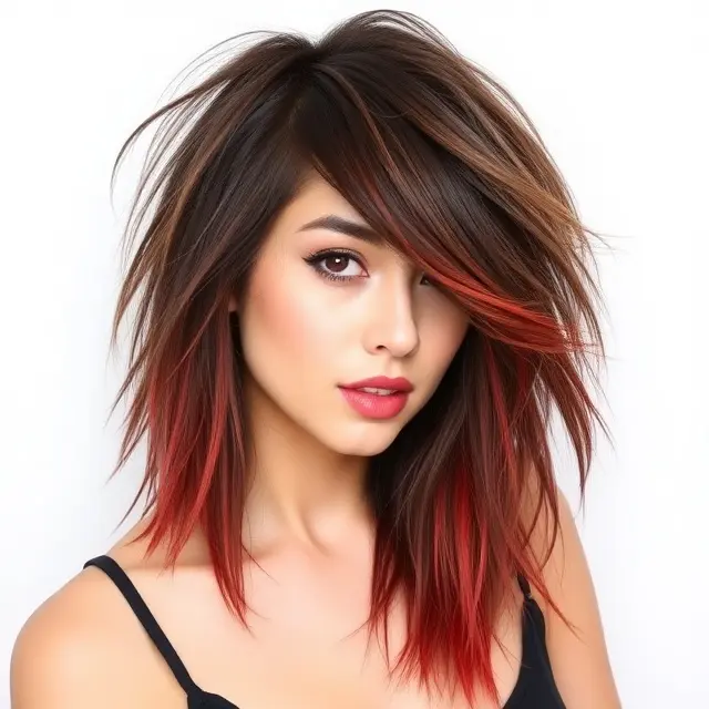 #20 Messy Shag with Long Side Bangs