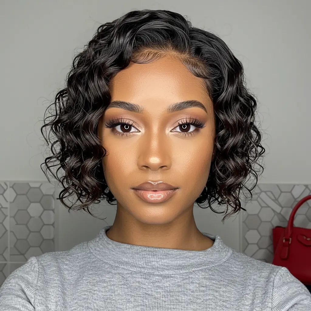 #22 Short Pixie Cut and Curly Top Sew-In Weave