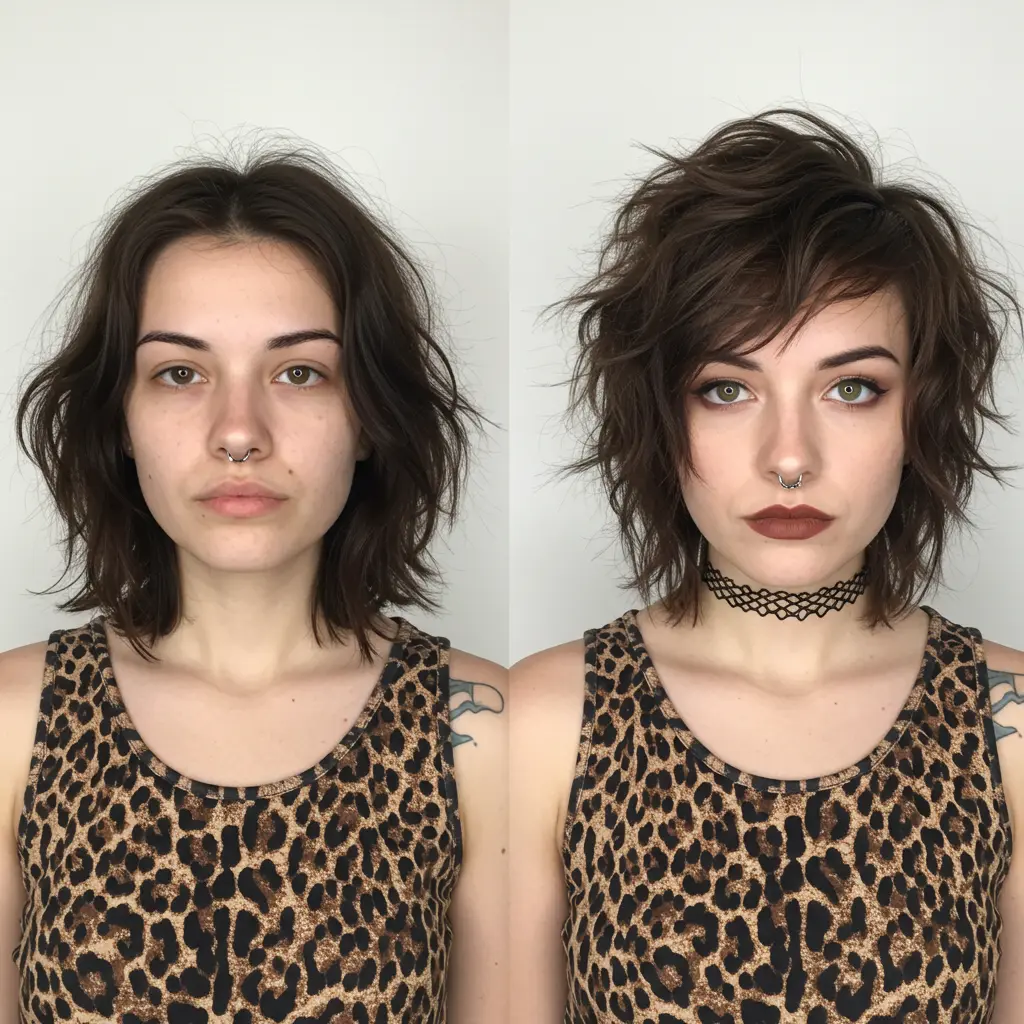 #22 Short Shag with Side-Swept Bangs