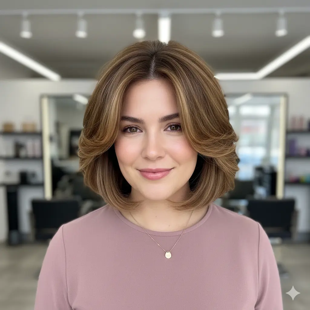 #3 Brown Layered Feathered Bob