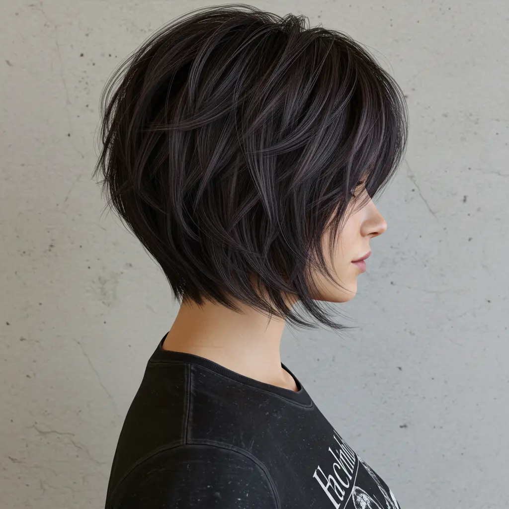 #4 Layered Bob on Dark Hair