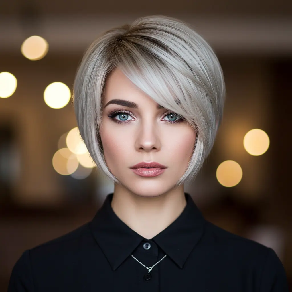 #5 Layered Pixie Bob Cut with Side Bangs