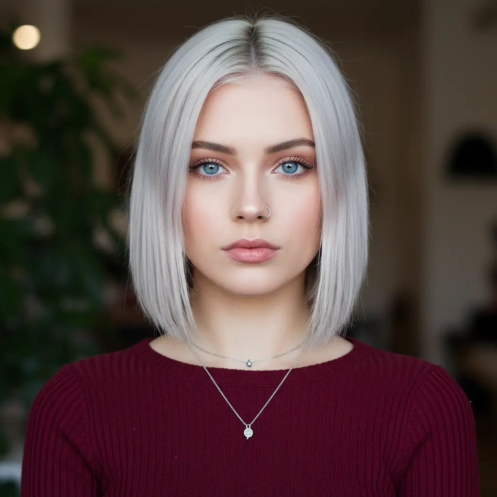 #6 Sleek Middle-Parted Neck-Length Bob