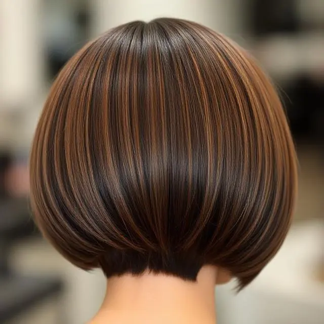 #6 Short Brown Bob with Stacked Graduation