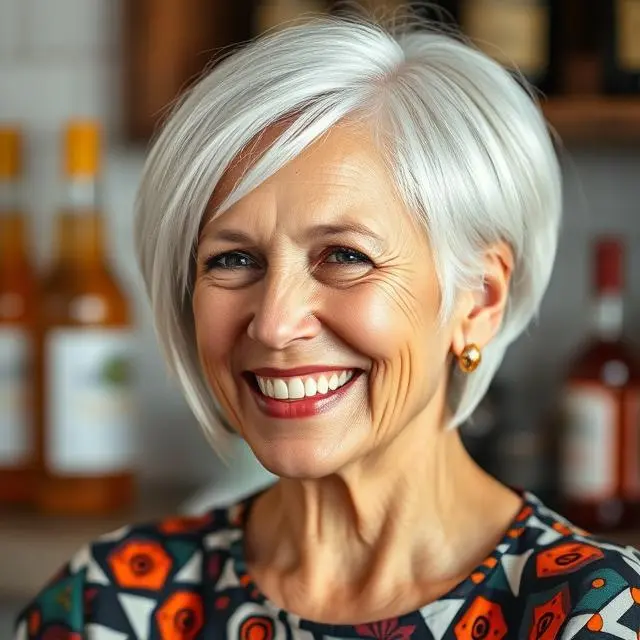 #6 White Long Pixie with Bangs to the Side