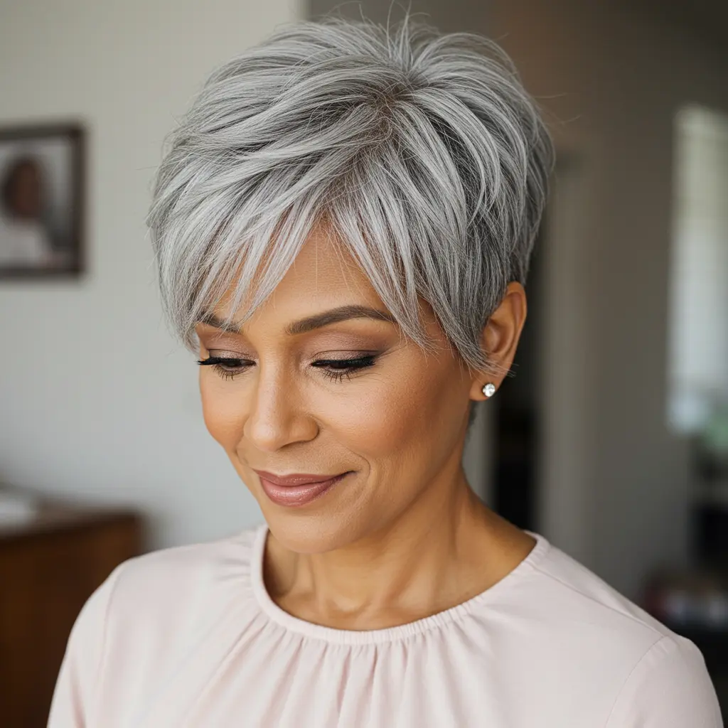 #6 Fierce Salt and Pepper Pixie Cut