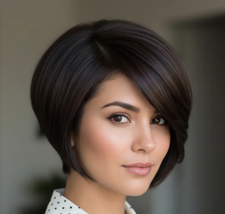 #7 Easy Layered Angled Bob for Straight Hair