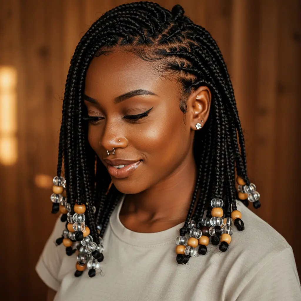 #7 Braids with Beads for Natural Hair