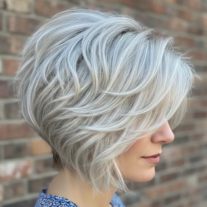 #8 Platinum Blonde Layered Bob with Waves