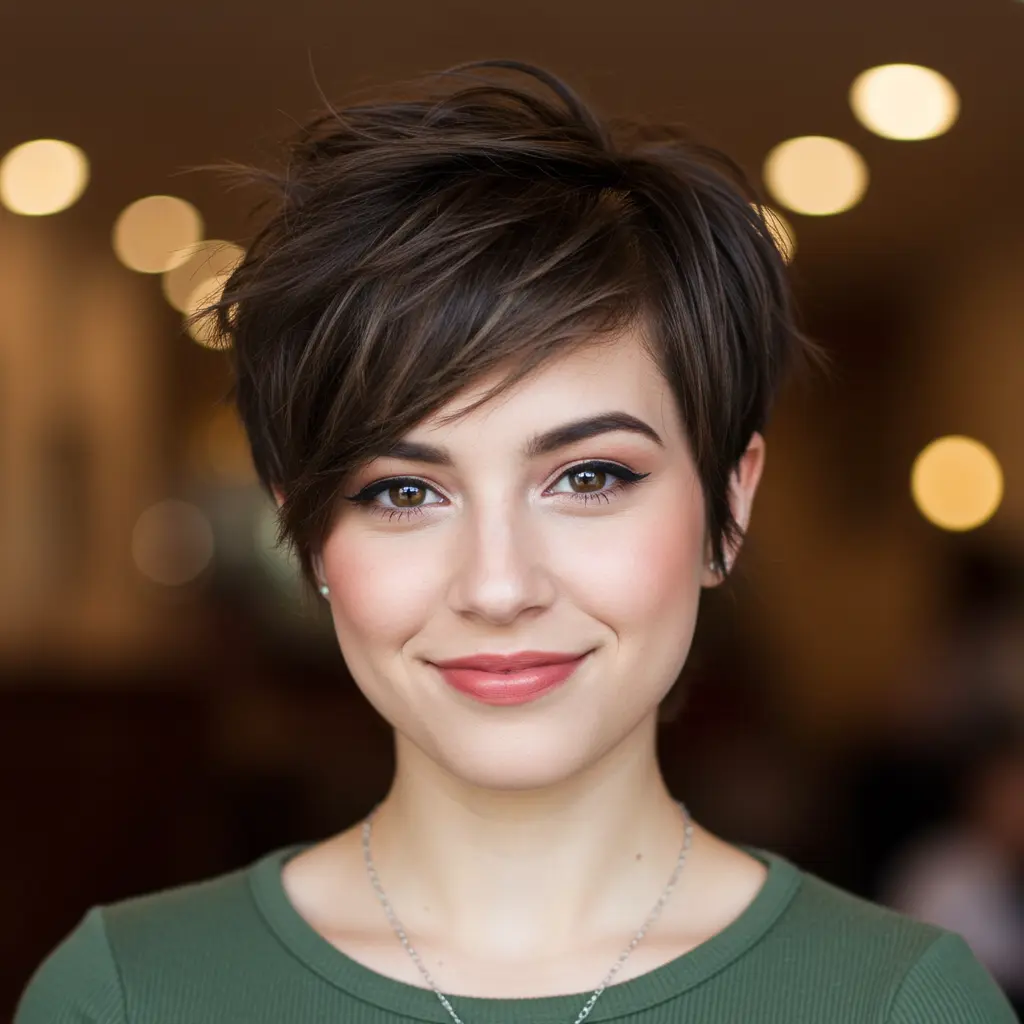 #8 Short Hairstyle with Wispy Side Bangs