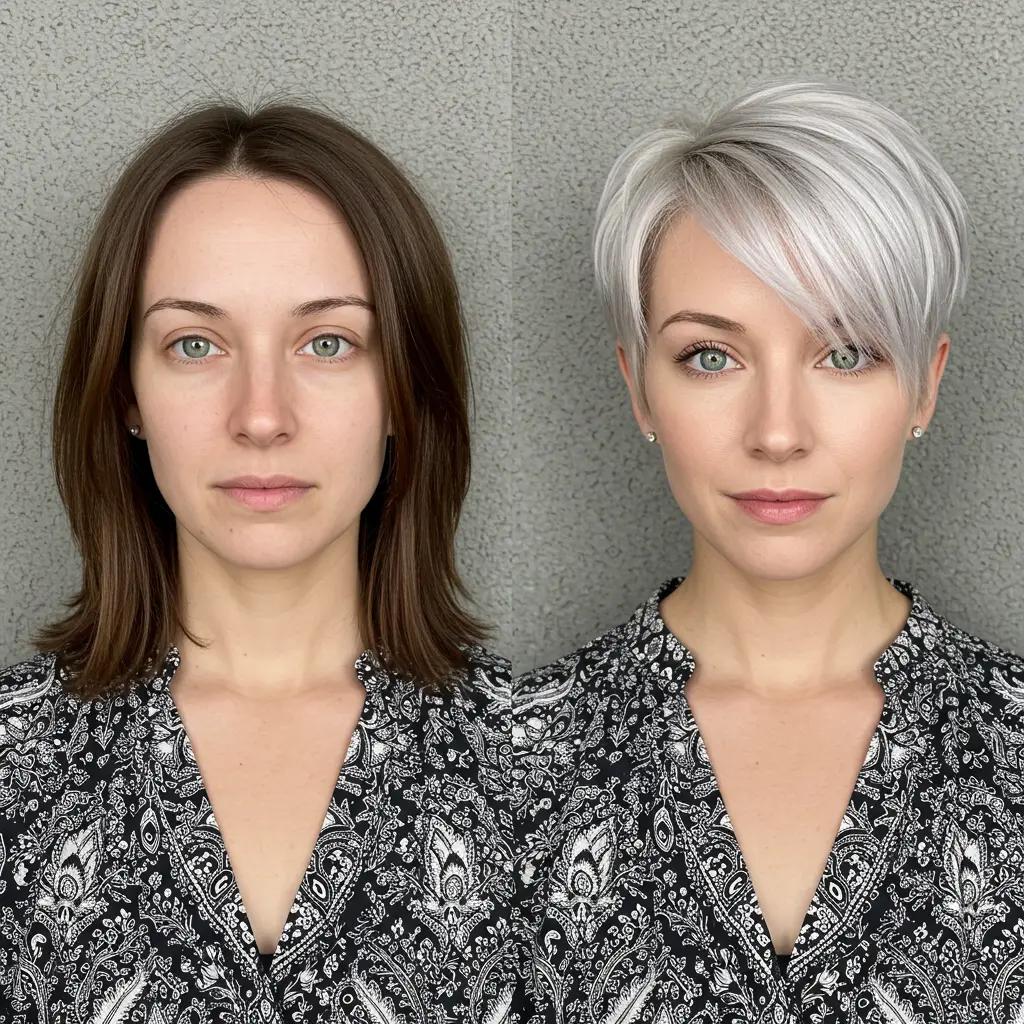 #1 Blonde Bixie with Side-Swept Fringe on Thin Hair